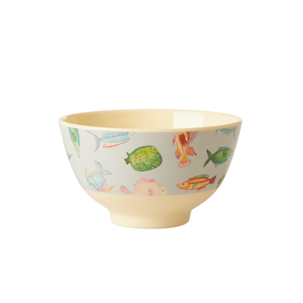 Rice, liten bolle i melamin. mild blå fisk