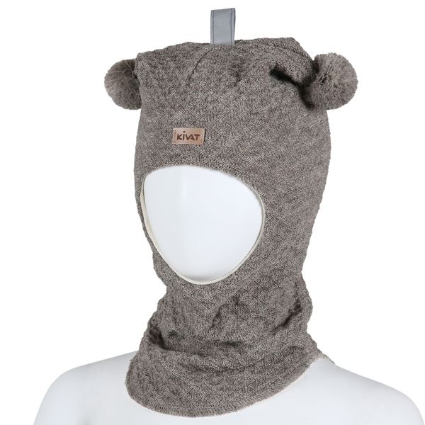 Kivat, beige hettelue i ull med kivatlogo